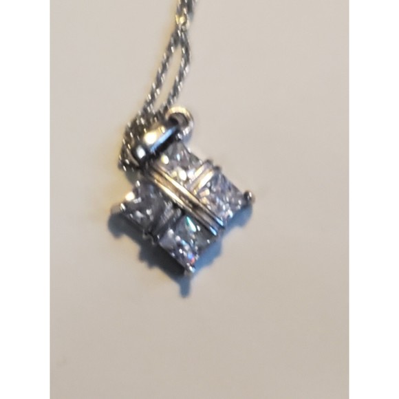 Cubic Zirconia Square Pendant and Necklace The Eberle Radiance Collection - Picture 2 of 10